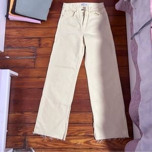 Yellow wide leg jeans (worn)